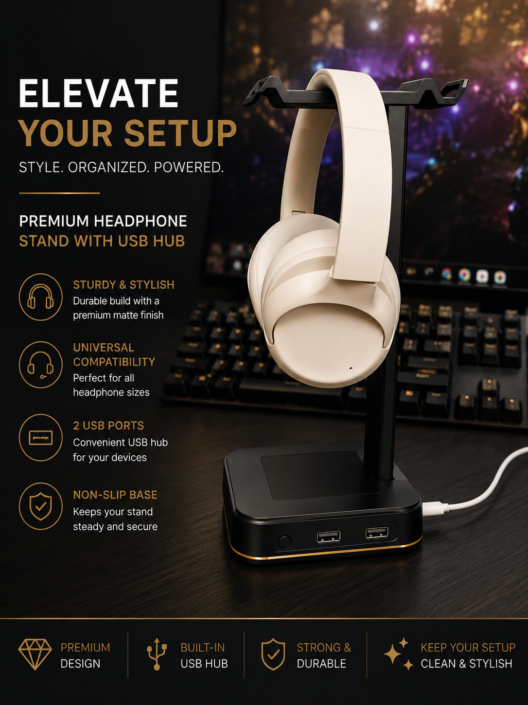 Guilds Premium Headphone Stand with RGB