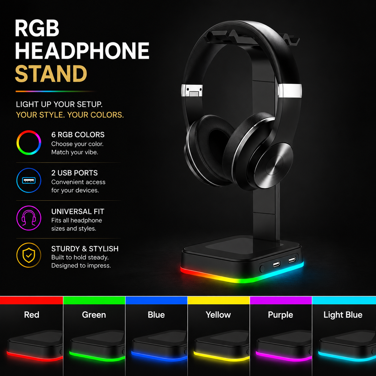 Guilds Premium Headphone Stand with RGB