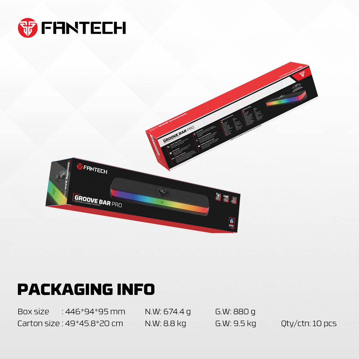 Fantech GROOVE BAR PRO BS151 Portable Wireless RGB Gaming Soundbar