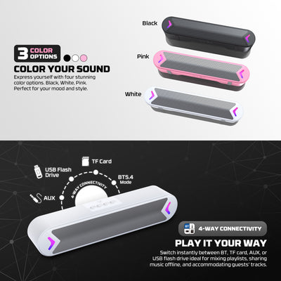 BS160 RGB Portable Wireless Gaming Soundbar Speaker - 6W RMS