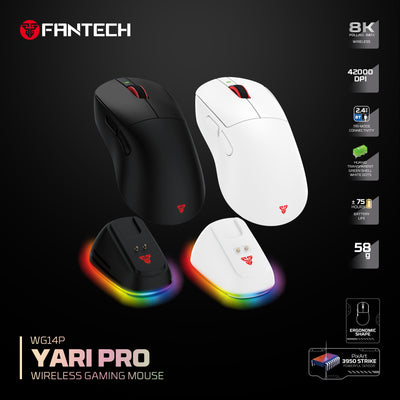 Yari Pro WG14P 8K Hz Ultra-Lightweight Wireless Gaming Mouse - 42,000 DPI, PixArt 3950 STRIKE, RGB Magnetic Dock Included