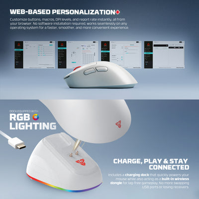 Yari Pro WG14P 8K Hz Ultra-Lightweight Wireless Gaming Mouse - 42,000 DPI, PixArt 3950 STRIKE, RGB Magnetic Dock Included